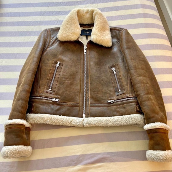 Maje Bartonfinko Shearling Jacket size S - Picture 1 of 10